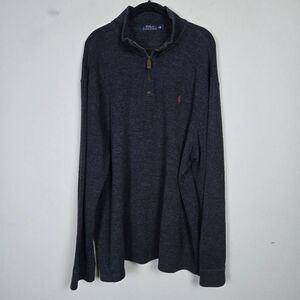 Polo Ralph Lauren Mens 1/4 Zip Pullover Sweater Size XXL Grey Mock Neck Neutral